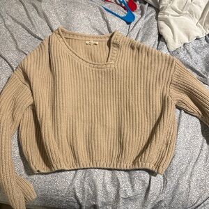 Elegant Beige Crew Neck Sweater